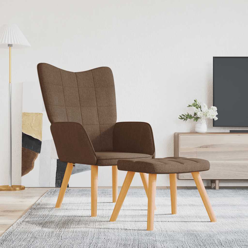 Relaxsessel mit Hocker Braun Stoff