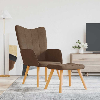 Relaxsessel mit Hocker Braun Stoff