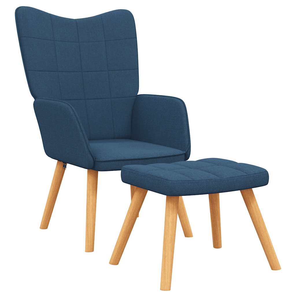 Relaxsessel mit Hocker Blau Stoff