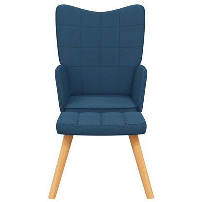 Relaxsessel mit Hocker Blau Stoff