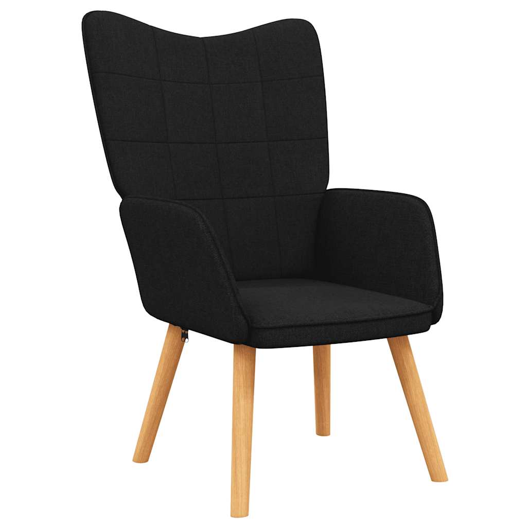 Relaxsessel mit Hocker Schwarz Stoff
