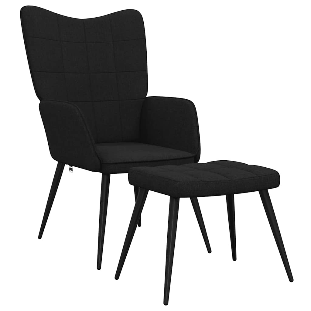 Relaxsessel mit Hocker Schwarz Stoff