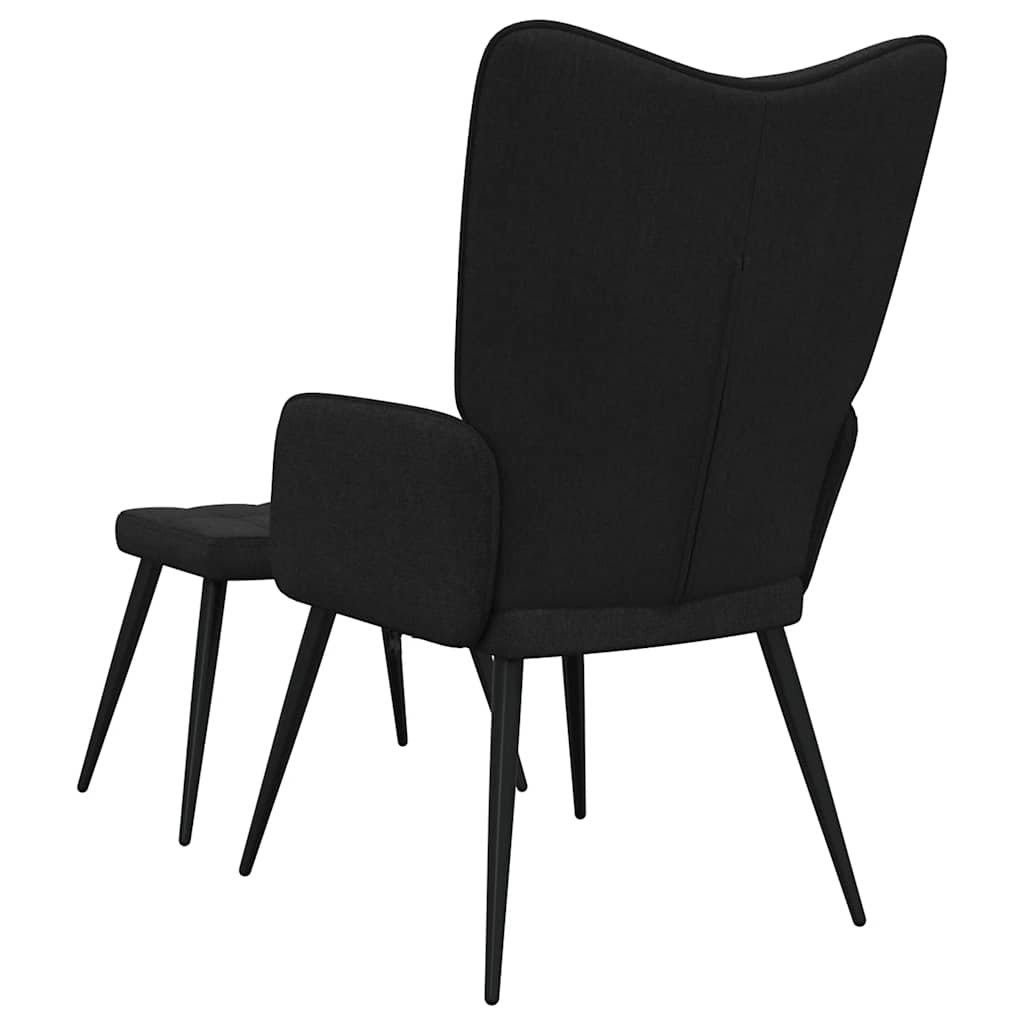 Relaxsessel mit Hocker Schwarz Stoff