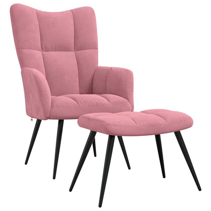 Relaxsessel mit Hocker Rosa Samt