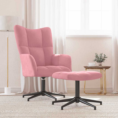 Relaxsessel mit Hocker Rosa Samt