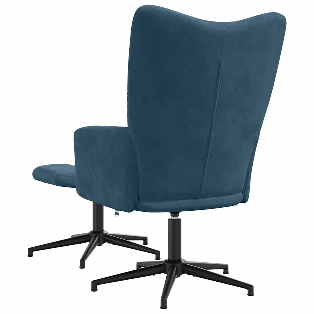 Relaxsessel mit Hocker Blau Samt