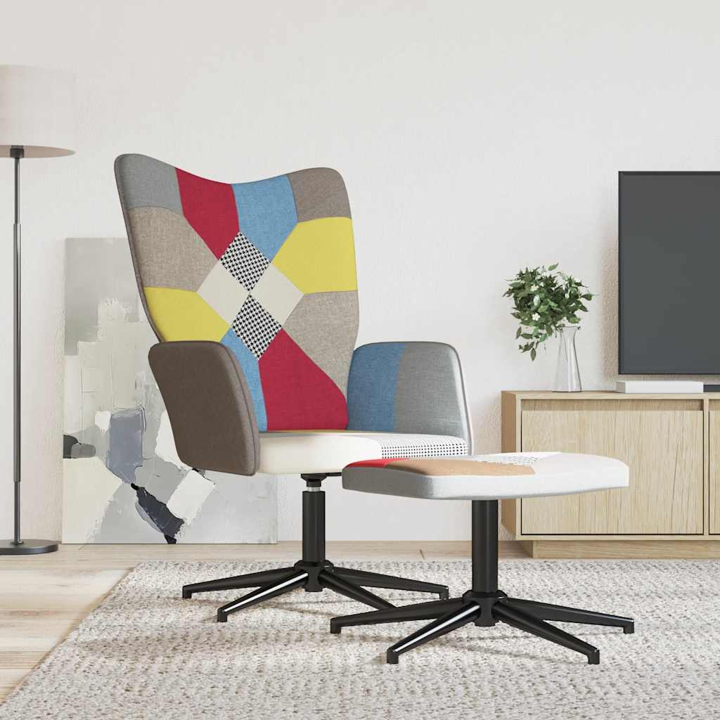 Relaxsessel mit Hocker Patchwork Stoff