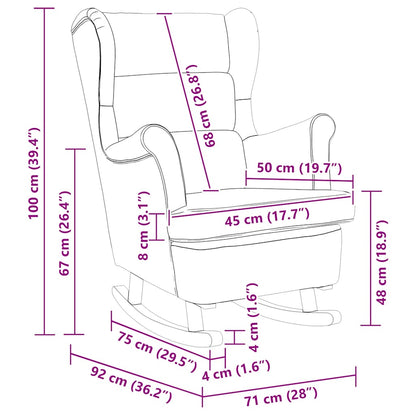 Schaukelstuhl Ohrensessel Rosa Samt und Massivholz