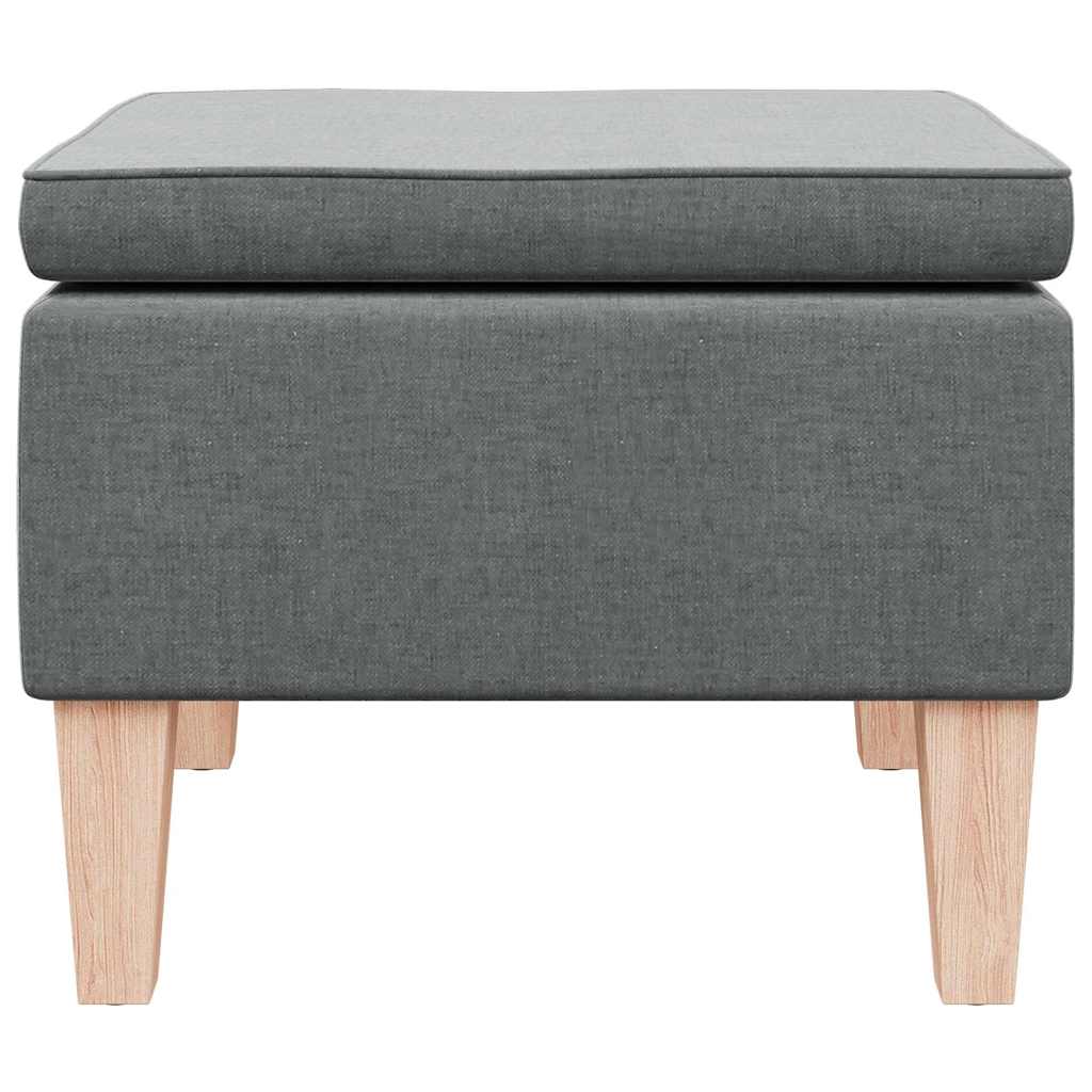 Hocker mit Holzbeinen Dunkelgrau Stoff
