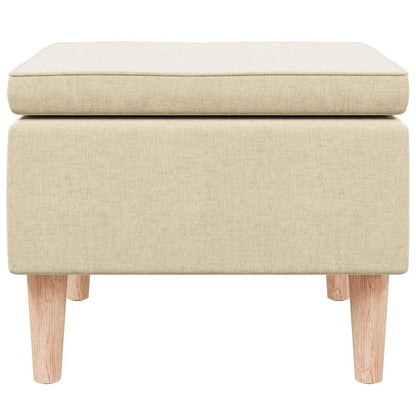 Hocker mit Holzbeinen Creme Stoff
