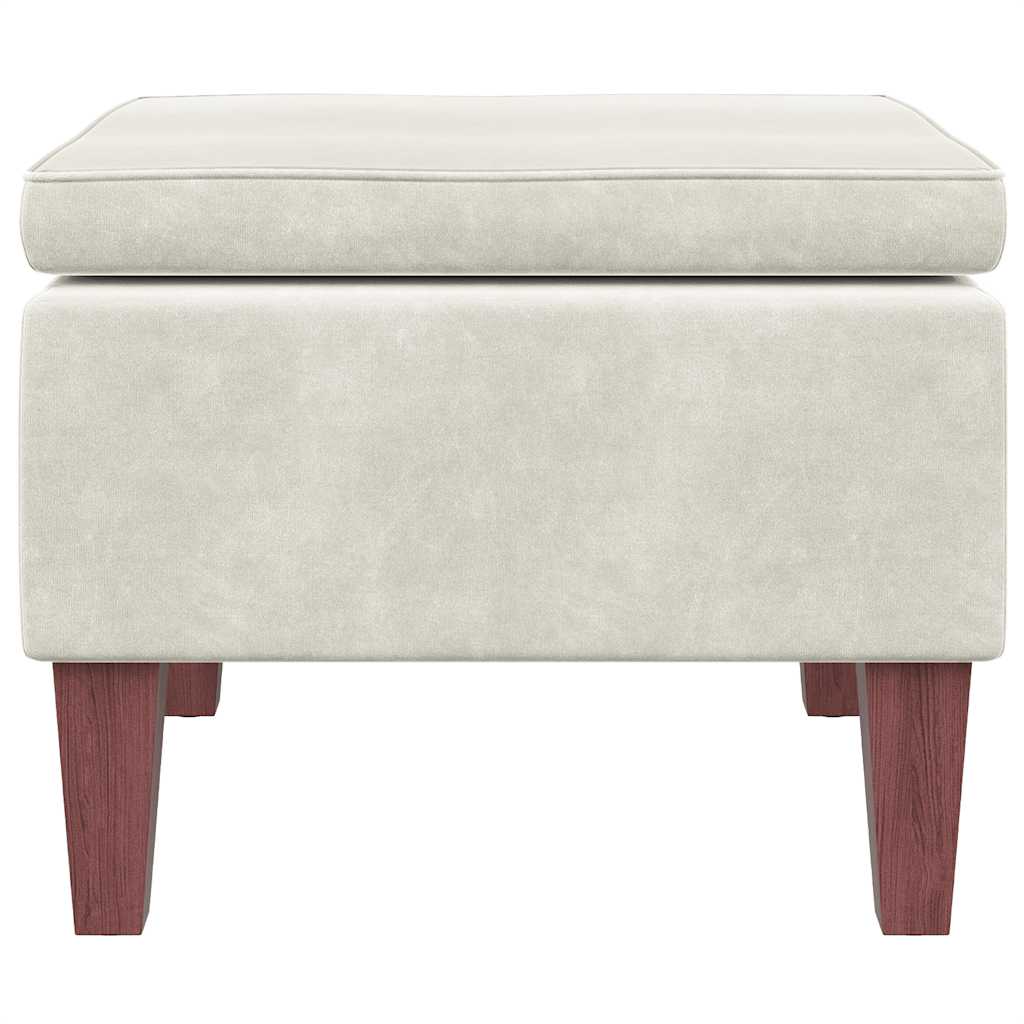 Hocker mit Holzbeinen Creme Samt