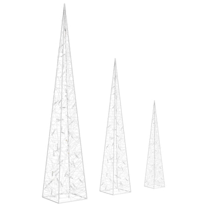 LED-Leuchtkegel-Set Acryl Deko Kaltweiß 60/90/120 cm