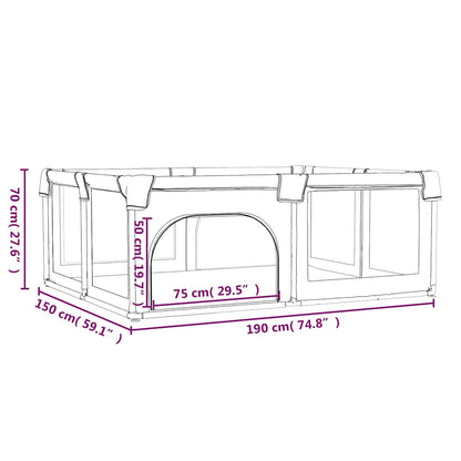 Laufstall mit 2 Türen Hellgrau Oxford-Gewebe