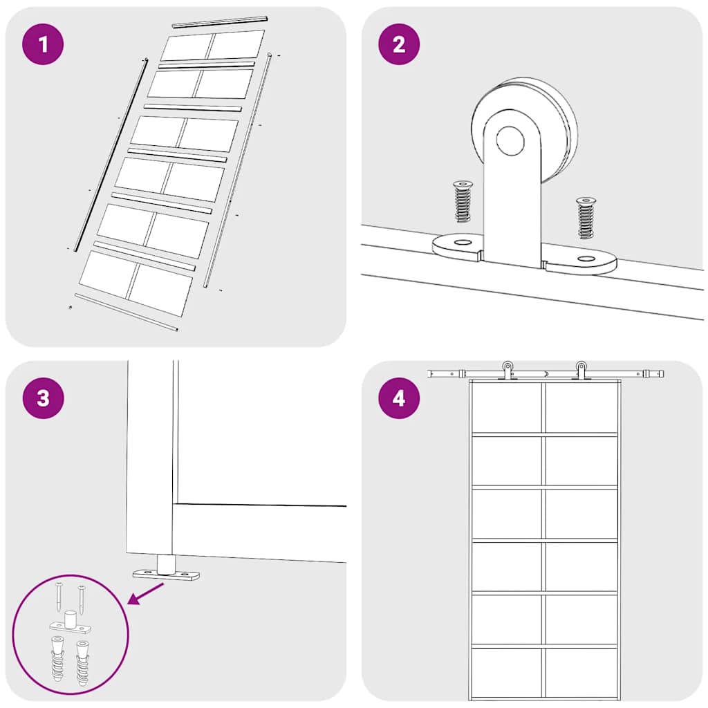 Schiebetür ESG-Glas und Aluminium 102x205 cm Schwarz