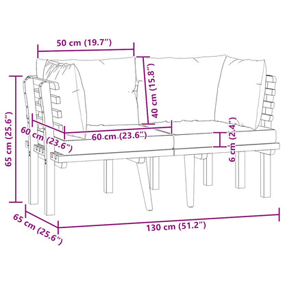 2-Sitzer-Gartensofa mit Kissen Massivholz Akazie