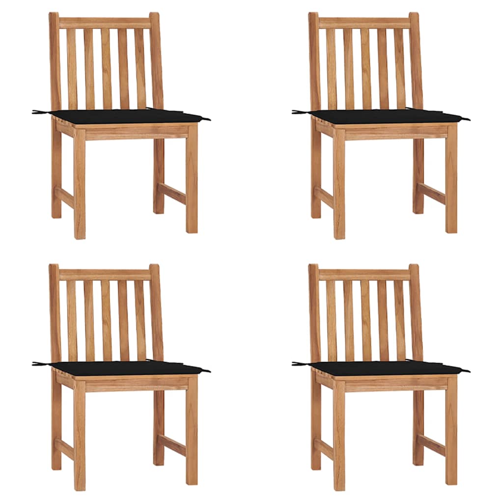 Gartenstühle 4 Stk. mit Kissen Massivholz Teak