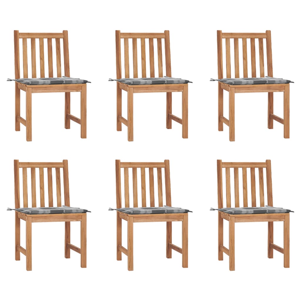 Gartenstühle 6 Stk. mit Kissen Massivholz Teak
