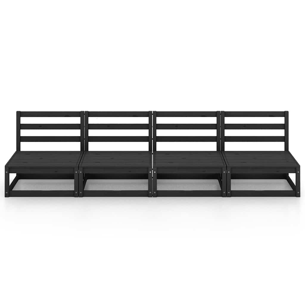 Outdoor-Sofa 4-Sitzer Schwarz Massivholz Kiefer