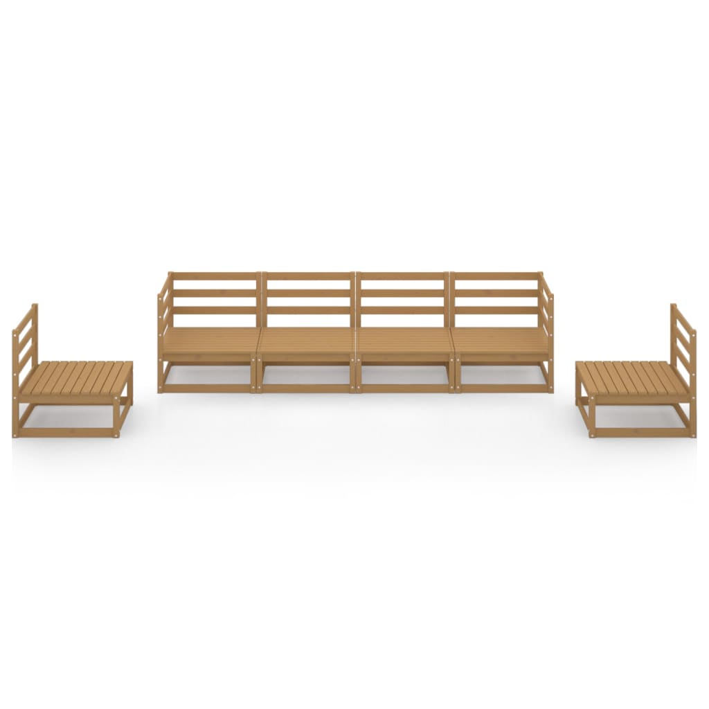 6-tlg. Garten-Lounge-Set Honigbraun Massivholz Kiefer
