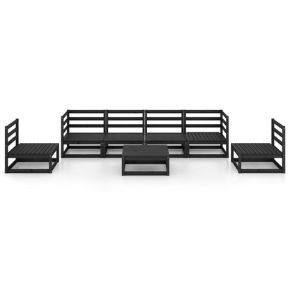 7-tlg. Garten-Lounge-Set Schwarz Massivholz Kiefer