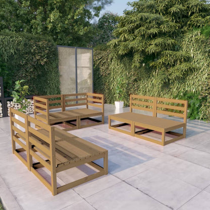 6-tlg. Garten-Lounge-Set Honigbraun Massivholz Kiefer