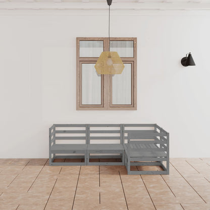 4-tlg. Garten-Lounge-Set Grau Massivholz Kiefer