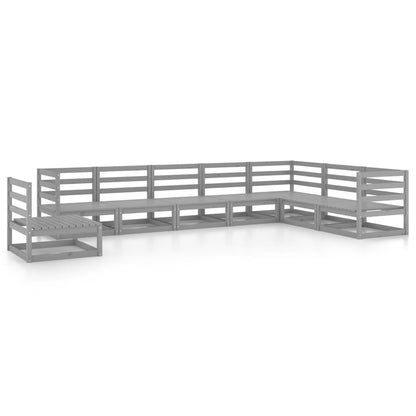 8-tlg. Garten-Lounge-Set Grau Kiefer Massivholz