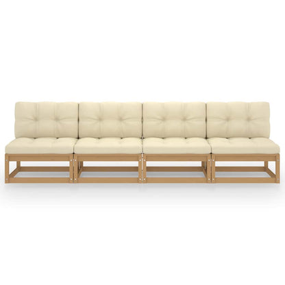 4-Sitzer-Gartensofa mit Kissen Kiefer Massivholz