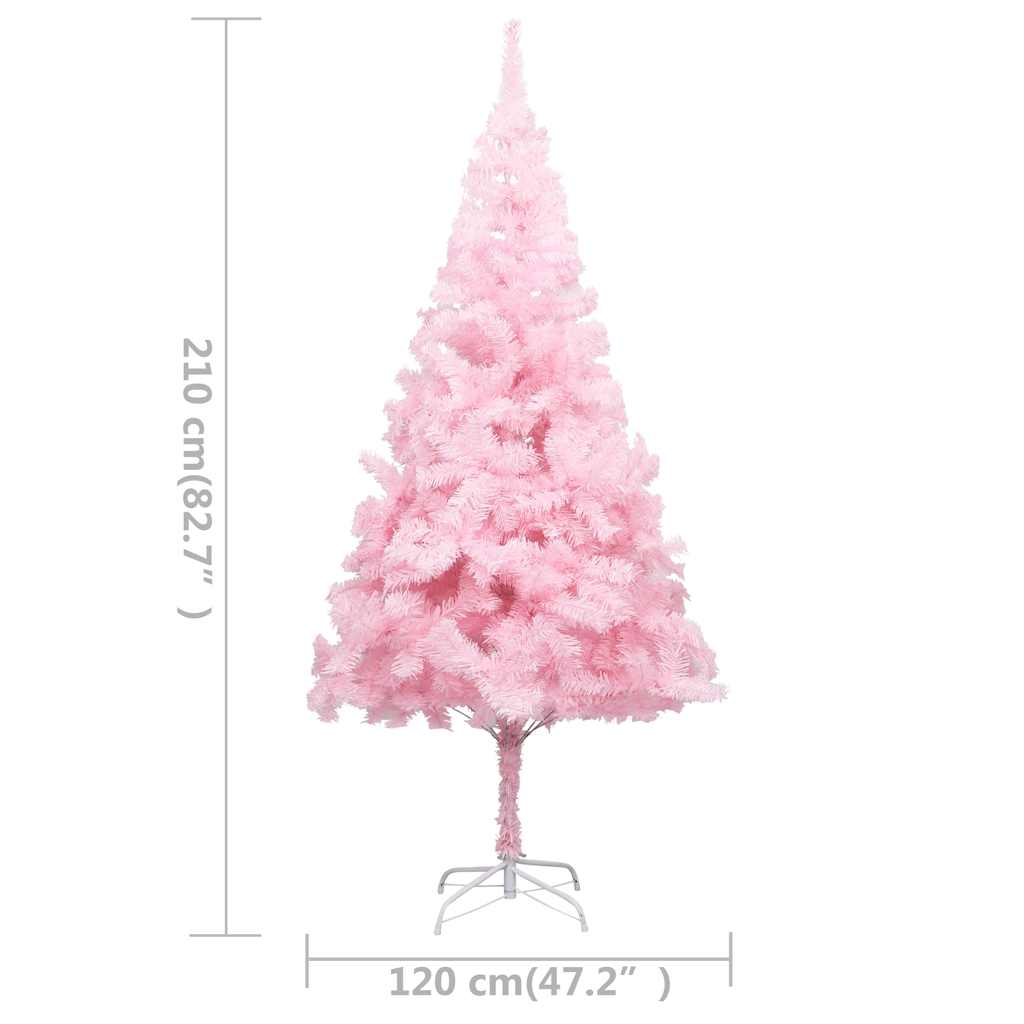 Künstlicher Weihnachtsbaum mit Beleuchtung & Kugeln Rosa 210cm