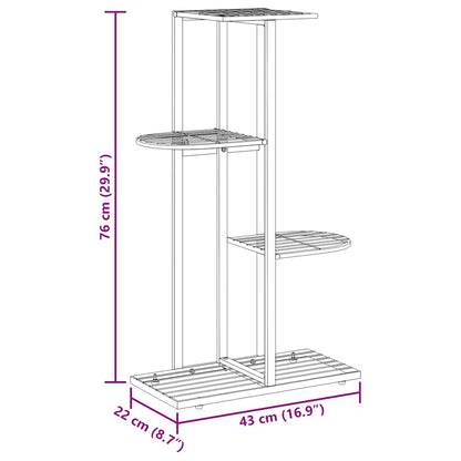 Blumenständer 4-Etagen 43x22x76 cm Schwarz Metall