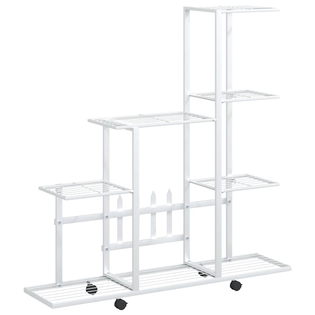 Blumenständer auf Rollen 94,5x25x92,5 cm Weiß Metall