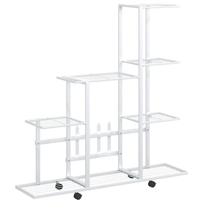 Blumenständer auf Rollen 94,5x25x92,5 cm Weiß Metall