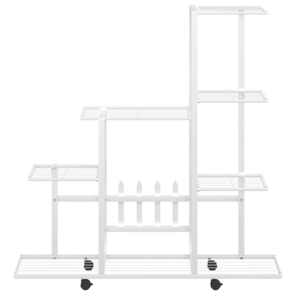 Blumenständer auf Rollen 94,5x25x92,5 cm Weiß Metall