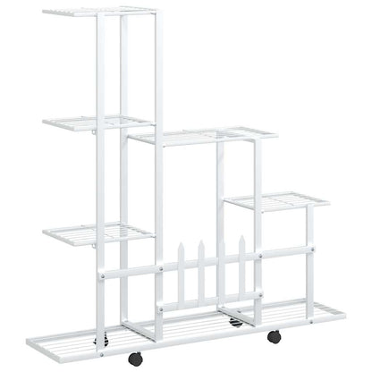 Blumenständer auf Rollen 94,5x25x92,5 cm Weiß Metall