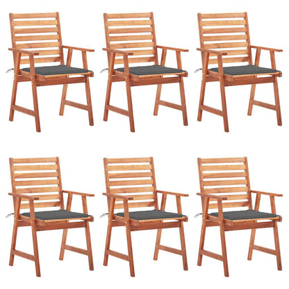 Garten-Essstühle 6 Stk. mit Kissen Massivholz Akazie