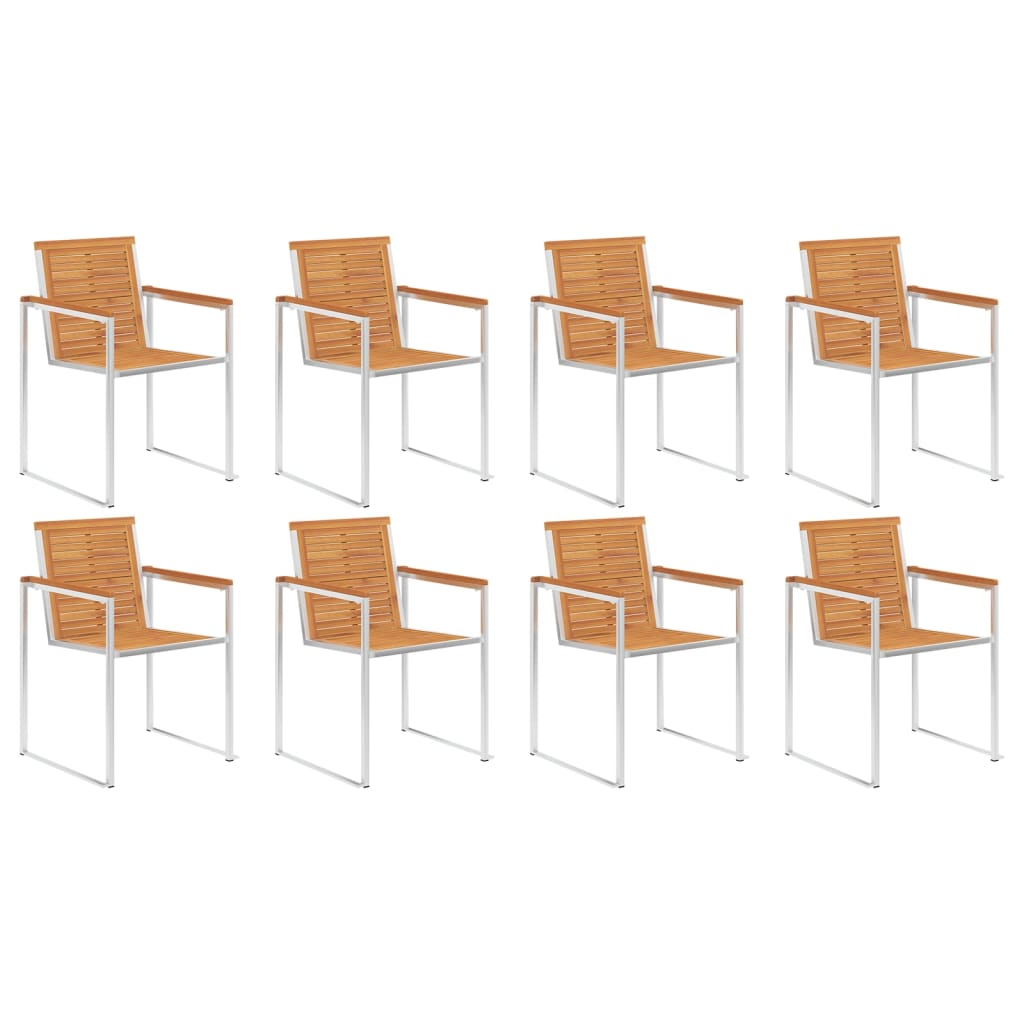 Gartenstühle 8 Stk. Massivholz Akazie und Edelstahl