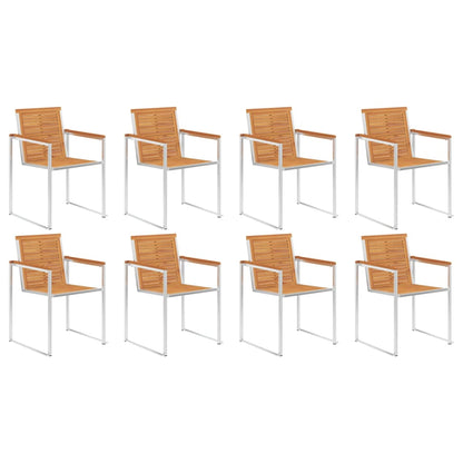 Gartenstühle 8 Stk. Massivholz Akazie und Edelstahl