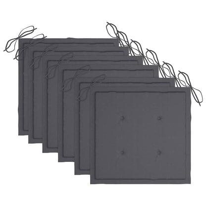 6 Stk. Gartenstühle mit Kissen Massivholz Teak