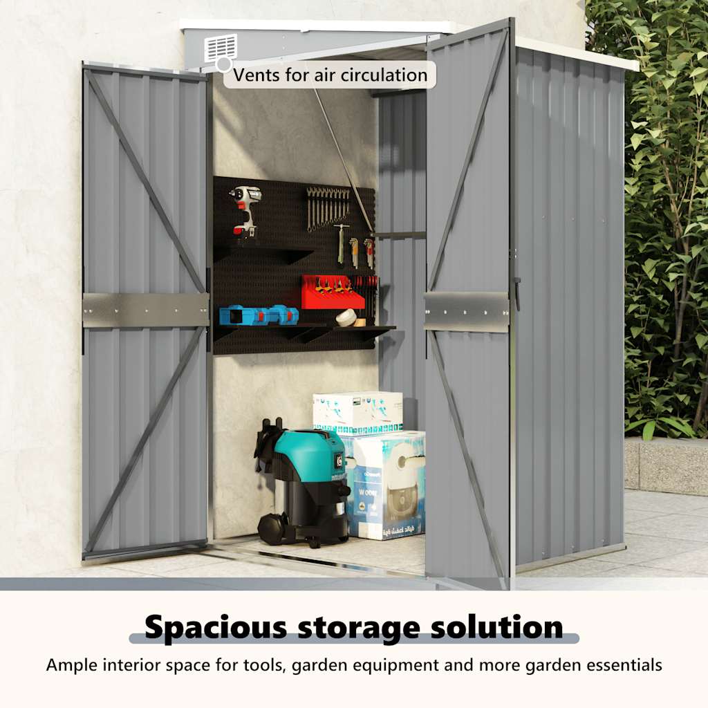 Anbauschuppen Grau 118x100x178 cm Verzinkter Stahl
