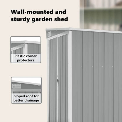 Anbauschuppen Grau 118x100x178 cm Verzinkter Stahl