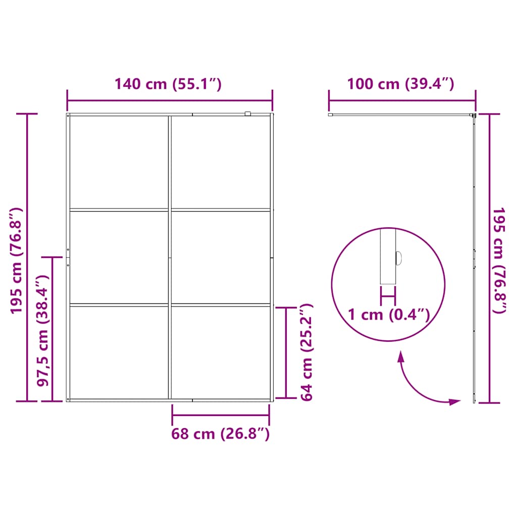 Duschwand für Begehbare Dusche mit Klarem ESG-Glas 140x195 cm