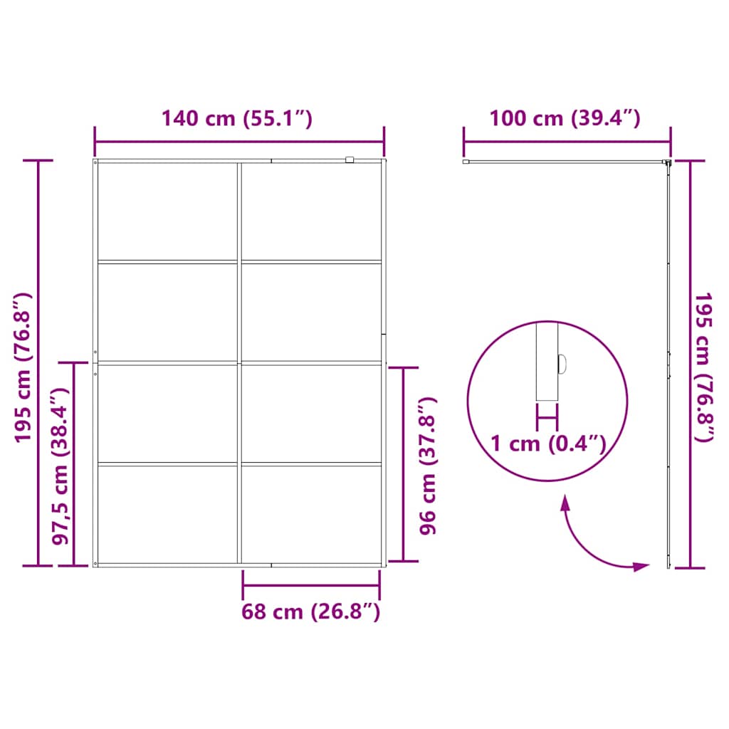 Duschwand für Begehbare Dusche mit Klarem ESG-Glas 140x195 cm