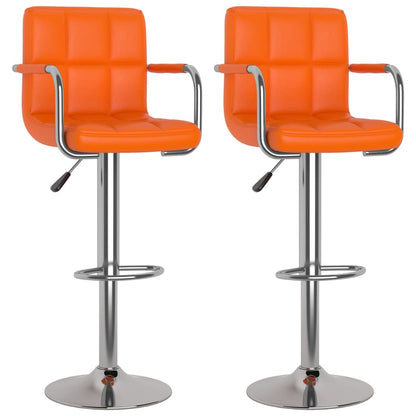 Barhocker 2 Stk. Orange Kunstleder