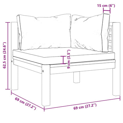 Ecksofas 2 Stk. mit Cremeweißen Kissen Massivholz Akazie