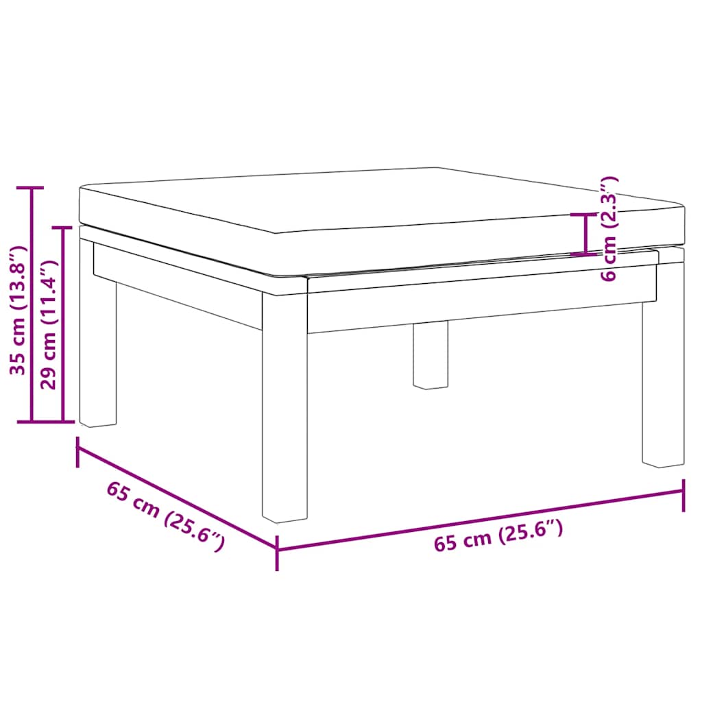Hocker mit Cremeweißem Kissen Massivholz Akazie