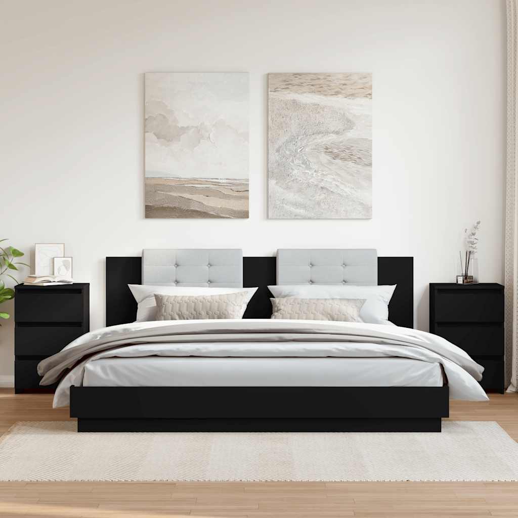 Nachttische 2 Stk. Schwarz 40x35x62,5 cm Holzwerkstoff