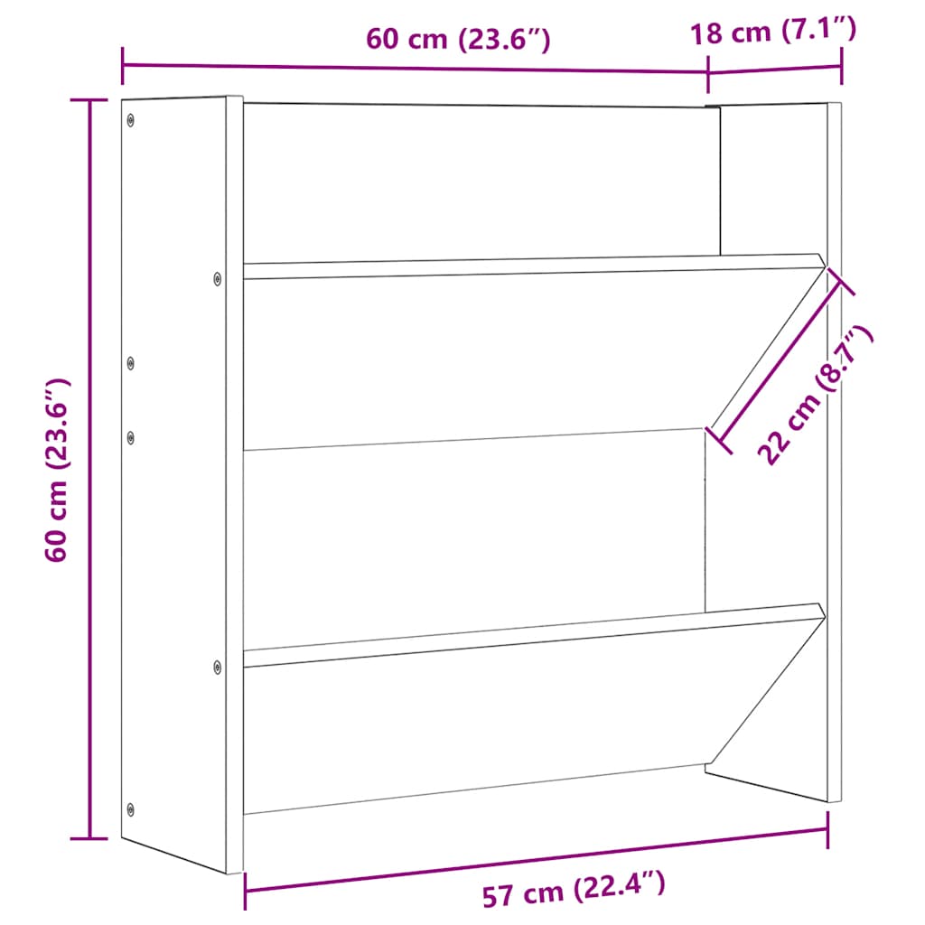 Wand-Schuhschrank Sonoma-Eiche 60x18x60 cm Holzwerkstoff