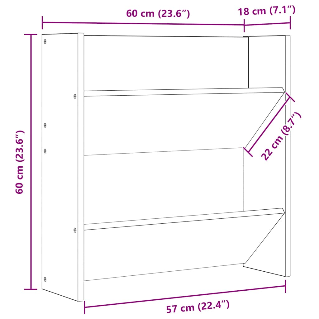 Wand-Schuhschränke 2 Stk. Sonoma-Eiche 60x18x60cm Holzwerkstoff