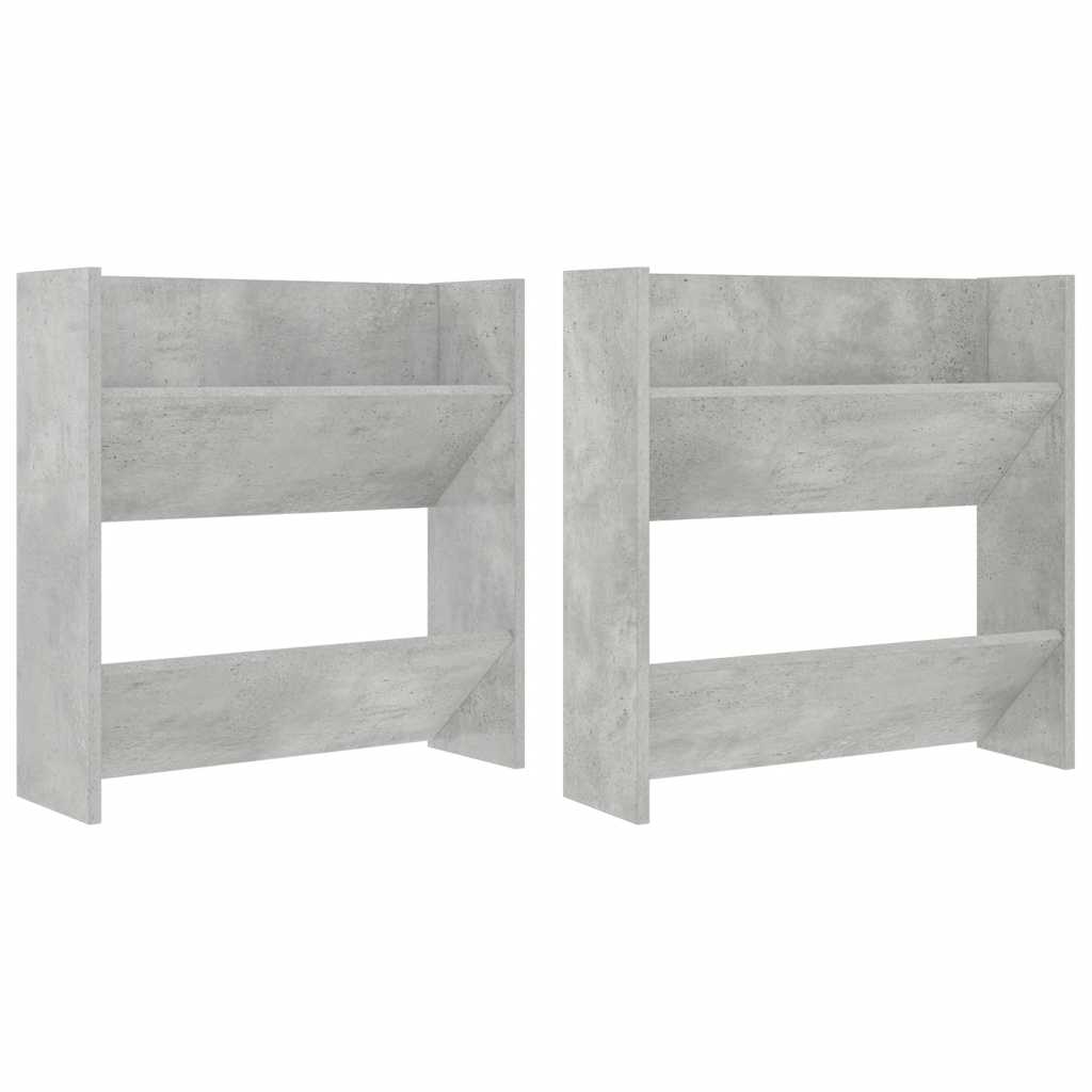 Wand-Schuhschränke 2 Stk. Betongrau 60x18x60 cm Holzwerkstoff