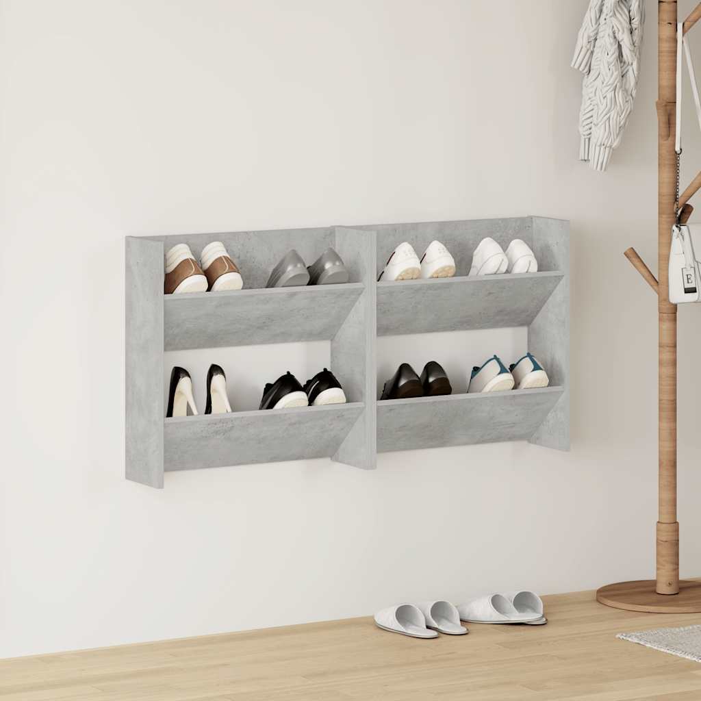 Wand-Schuhschränke 2 Stk. Betongrau 60x18x60 cm Holzwerkstoff